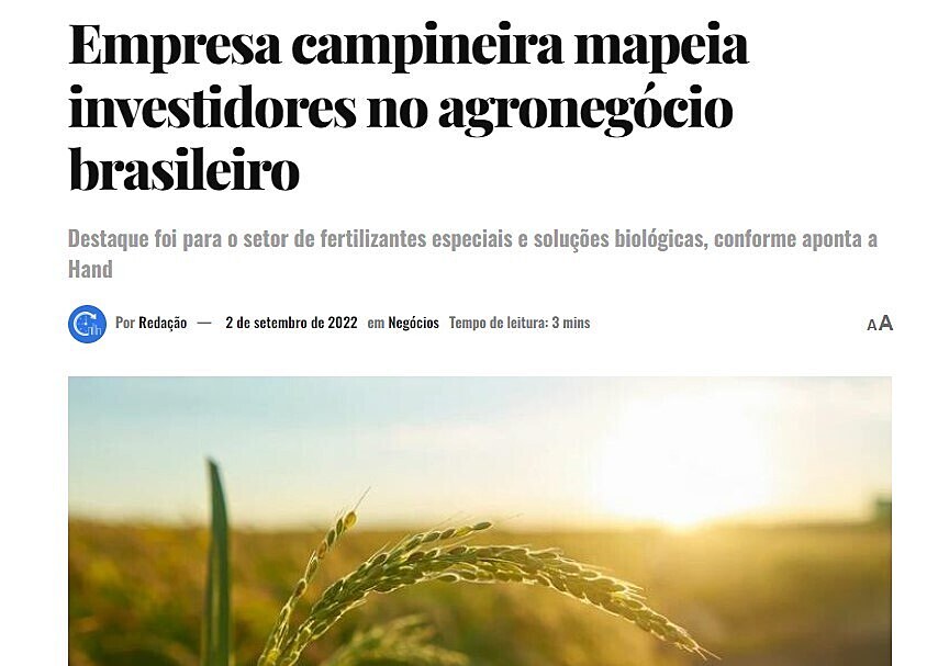 Empresa campineira mapeia investidores no agronegcio brasileiro